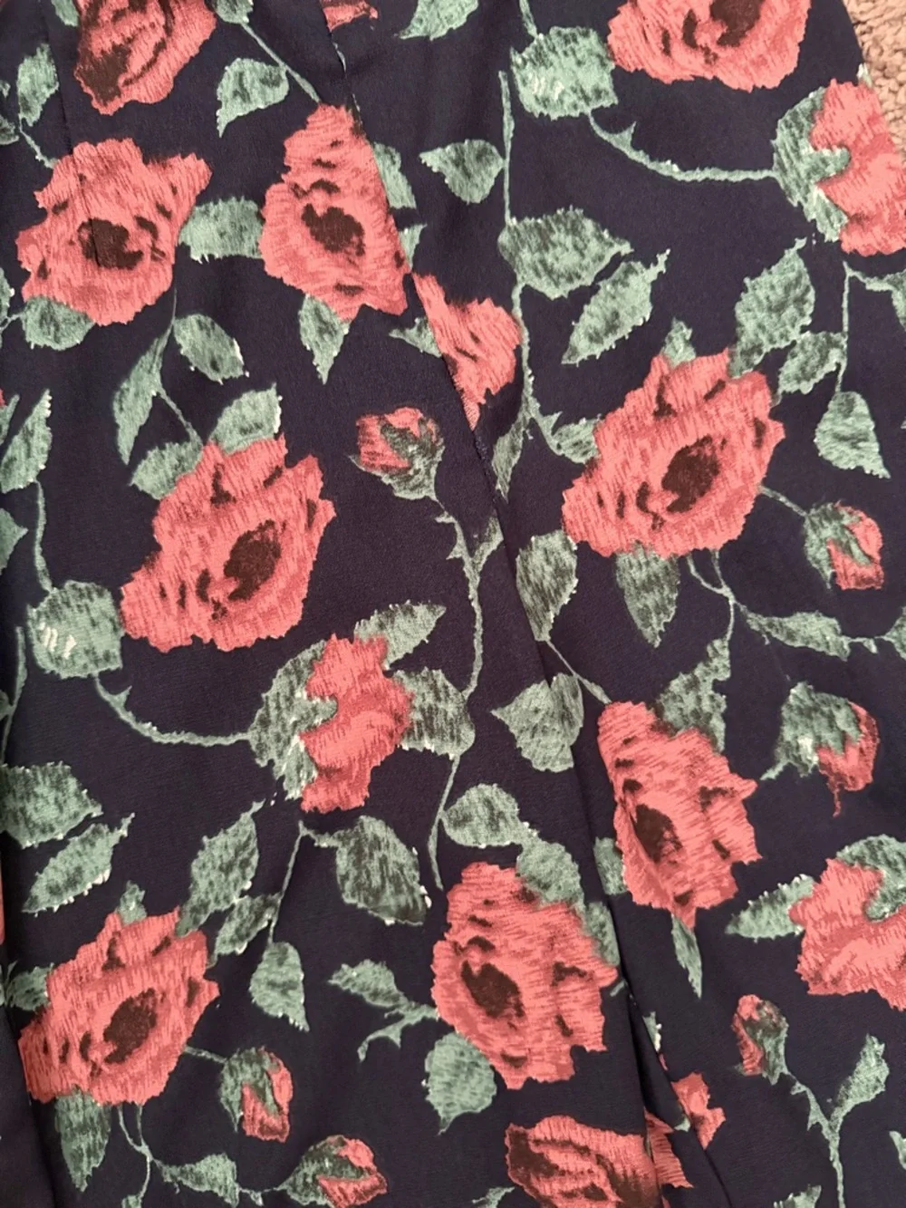 Nasty Gal Navy Off-Shoulder Floral Jumpsuit with Pink Roses - Picture 2 of 2